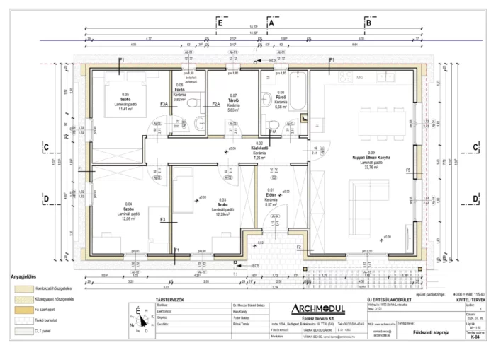 Siófok Léda utca családi házak - tetőteres CLT - K-04 Földszinti alaprajz_Oldal_2